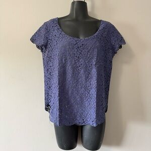 Aritzia x Talula Blue Purplish Cropped Cap Sleeve Blouse